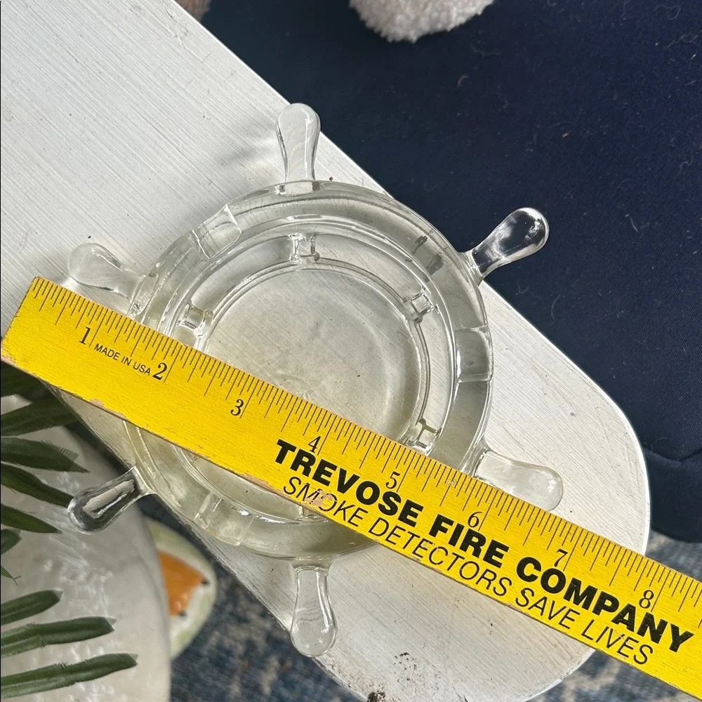 Vintage Glass Ship Wheel Ashtray